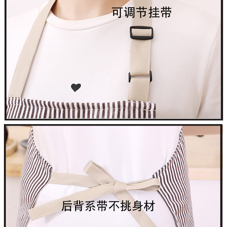Cotton and linen neck hanging striped export apron, home, restaurant, kitchen, baking waist, Japanese work apron wholesale with printing pic 11