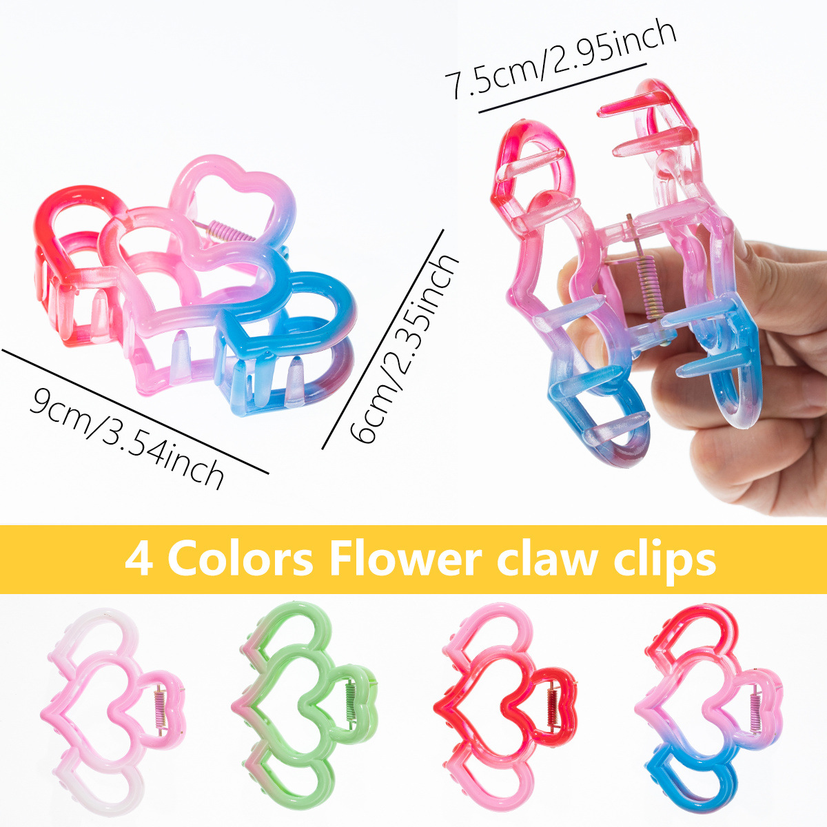 New oil-dripping heart-shaped jelly gripper, hollowed-out large gripper, fresh and sweet top clip, shark hair clip wholesale jelly pic 7