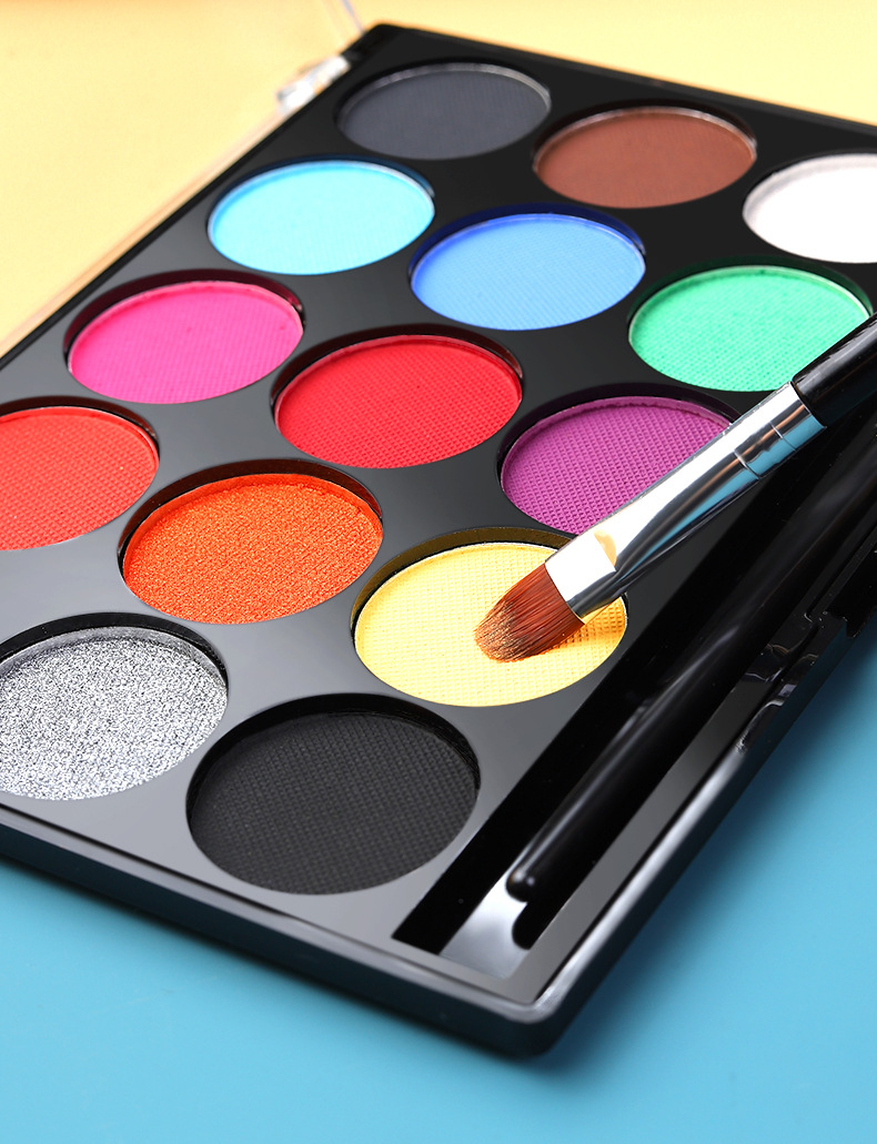 跨境水溶性油彩12色人体彩绘油彩颜料舞台剧绘画舞会彩绘固体油彩详情8