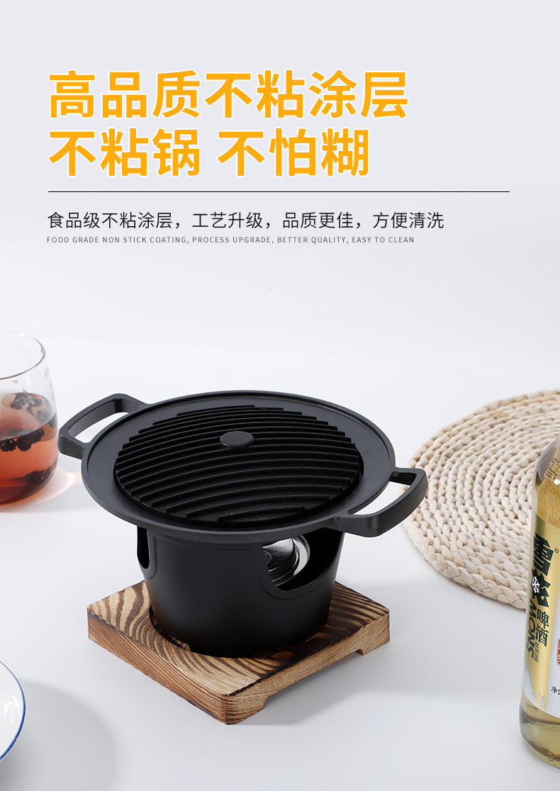 Factory direct supply of aluminum alloy grilling pans, Korean non-stick pans, steak frying pans, striped grilled meat frying pans, wholesale pic 3