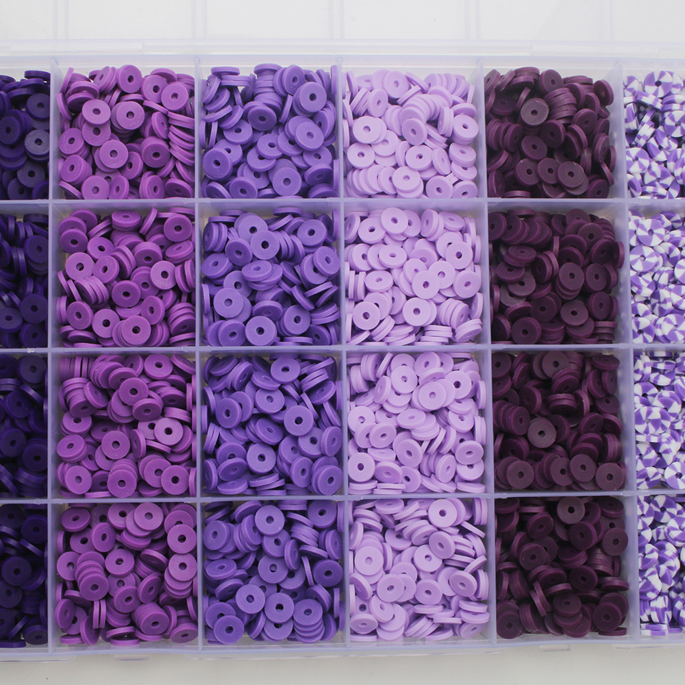 软陶片串珠渐变单色6mm 饰品DIY手链项链饰品配件24格软陶片盒装详情11