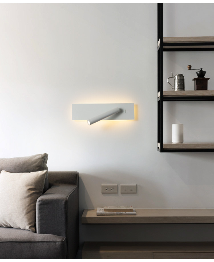 Bedside lamp, wall lamp, bedroom creative with switch, long strip rotating, minimalist reading lamp, hotel living room TV, wall lamp pic 8