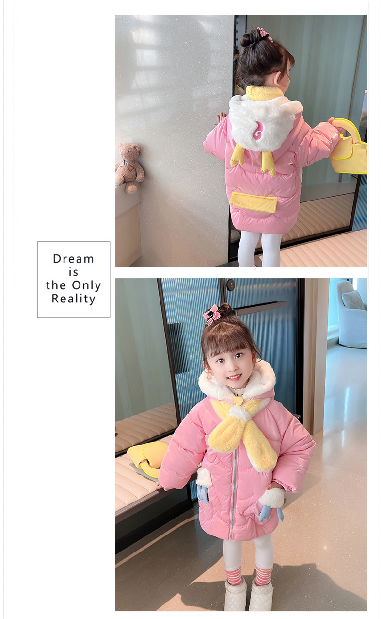 Thickened cotton-padded jacket for girls 2023, stylish deer antler cotton-padded jacket, long coat for little girls, winter cartoon cotton-padded jacket pic 7