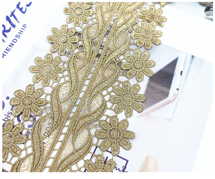 Best-selling lace, lace without elastic gold thread, double-sided water-soluble lace, curtains, embroidery, clothing accessories, embroidery webbing pic 10