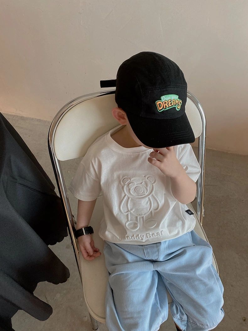 男小童t恤压花小熊韩国儿童立体压花柔棉短袖T恤男女宝宝休闲上衣详情16