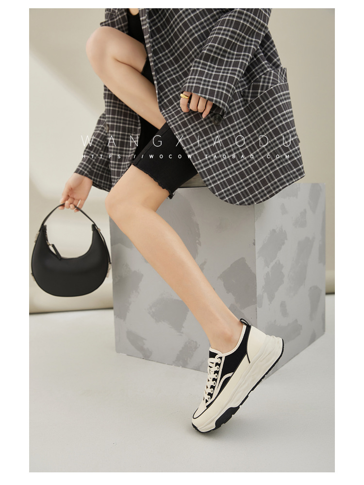【澜柜】北海道 厚底系带帆布鞋女2022年新款网面平底小白鞋子女详情74
