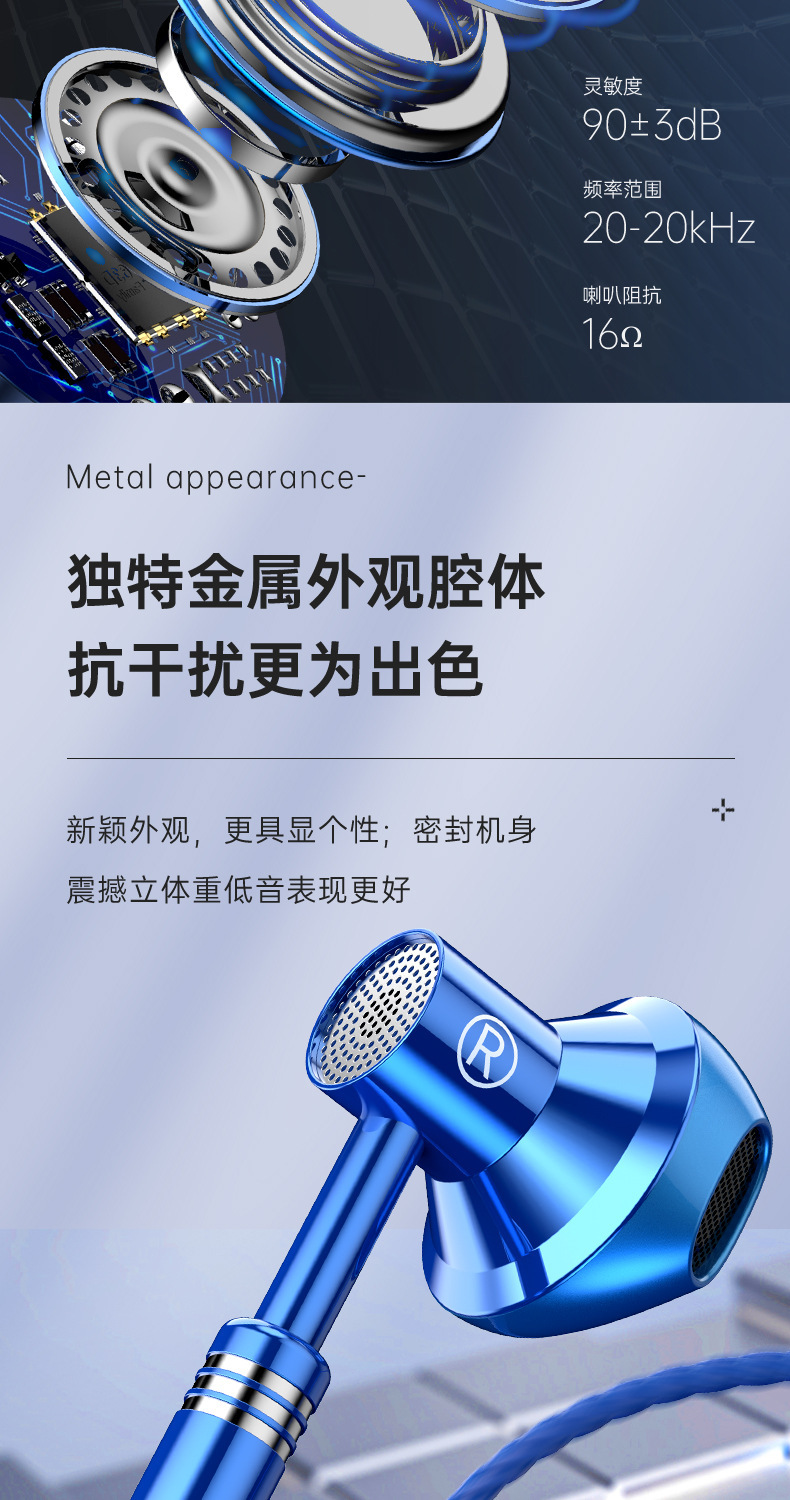 New wire-controlled wired headphones, metal headsets, semi-in-ear headphones, and low-frequency mobile phone earbuds are in stock and available for wholesale pic 19