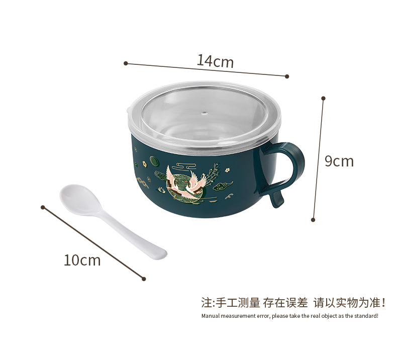 New stainless steel covered instant noodle bowl, Japanese-style cartoon multi-functional student dormitory double-layer instant noodle bowl with rice bowl pic 6