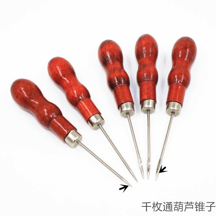 A wooden handle gourd with a hook, a pointed and straight needle, a red wooden handle, a thousand pieces of needlework, sewing, and shoe mending pic 8