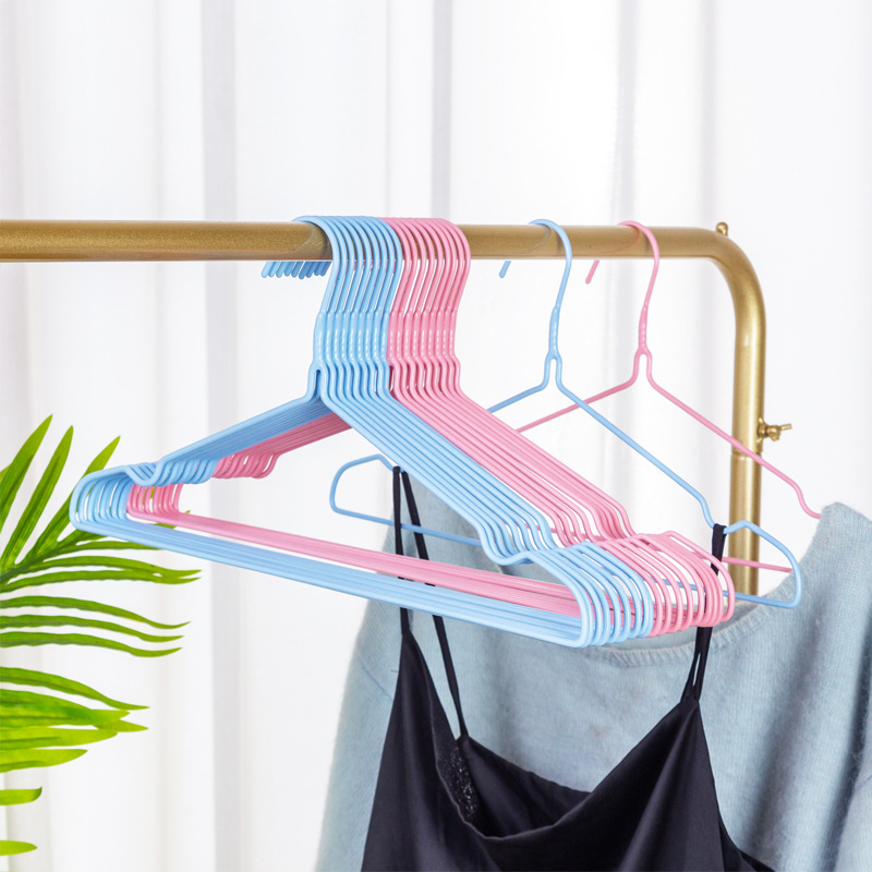 Colored plastic-coated clothes hangers, adult thickened clothes hangers, household traceless clothes hangers, clothes racks, clothes racks, clothes supports, drying racks pic 4