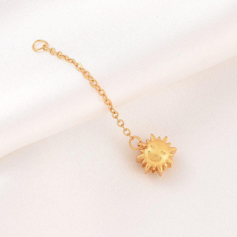 18k沙金磨砂质感项链手链月亮太阳小熊吊坠延长链尾链DIY饰品配件详情11