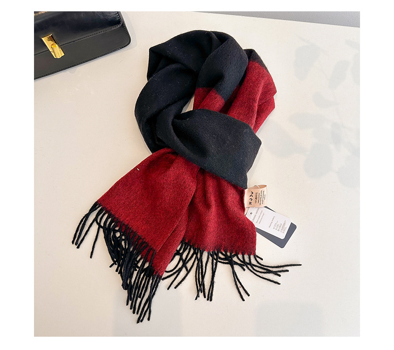 2023流苏拼色羊毛围巾双面披肩两用情侣外搭保暖围脖冬详情17