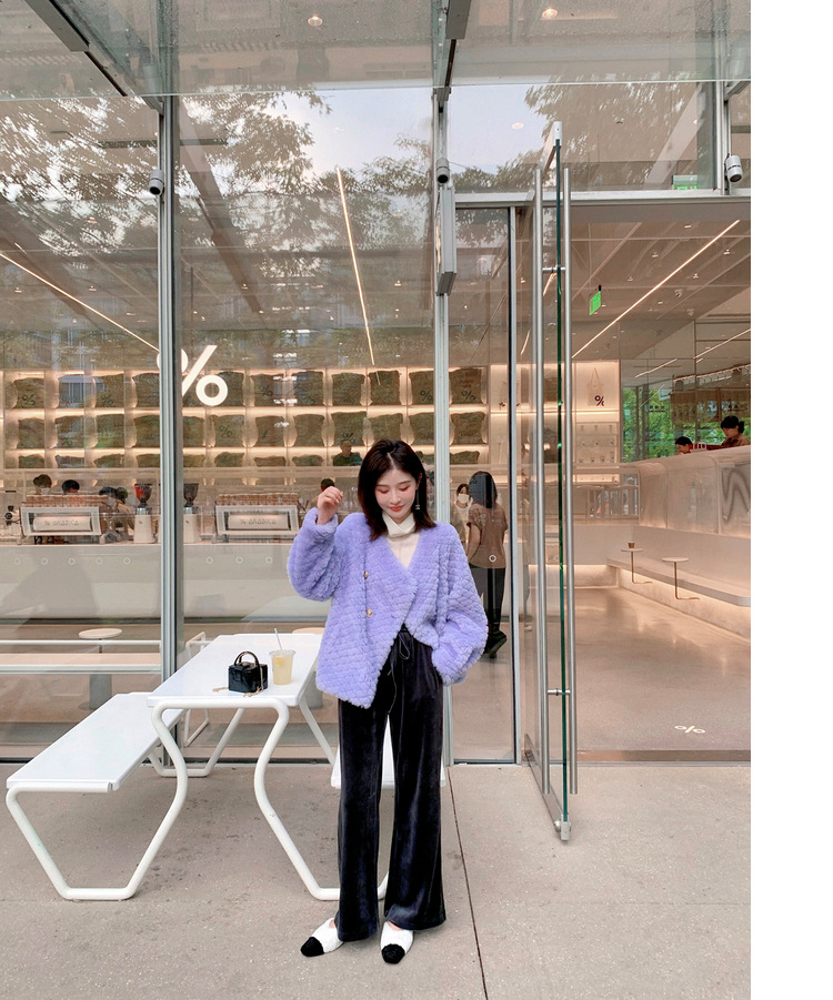 冬季新年羊羔毛皮草短款女网红羊剪绒布加迪全羊毛年轻短外套详情65