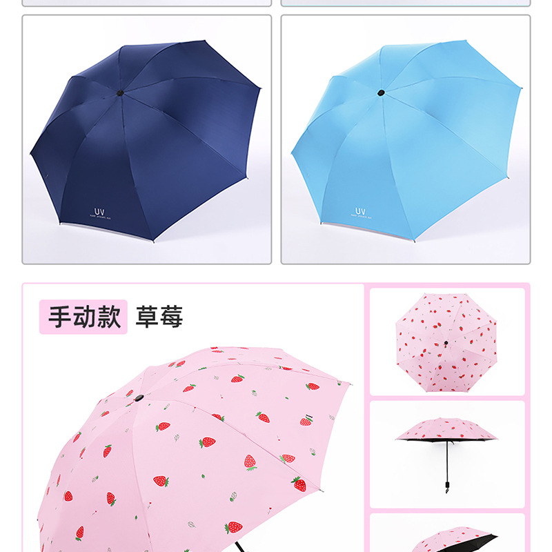 Automatic umbrellas for sun protection and shading, three-fold umbrellas, folding logo advertising umbrellas, bulk wholesale, UV black vinyl sun umbrellas pic 23