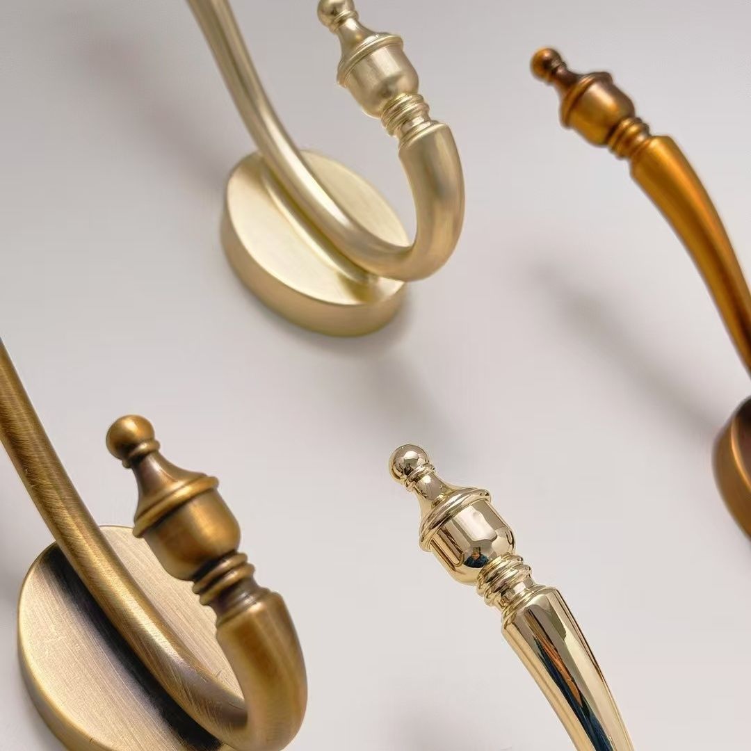 法式仿古挂衣钩实木门后挂钩衣柜衣帽钩玄关墙壁单个挂钩黄古铜详情3