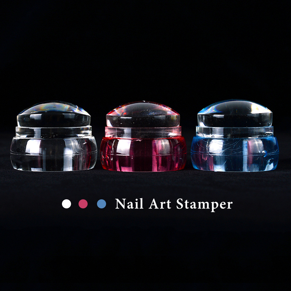 Cross-border nail art transparent transfer seal ins three-color with cap French nail art print seal tool with scraper pic 4