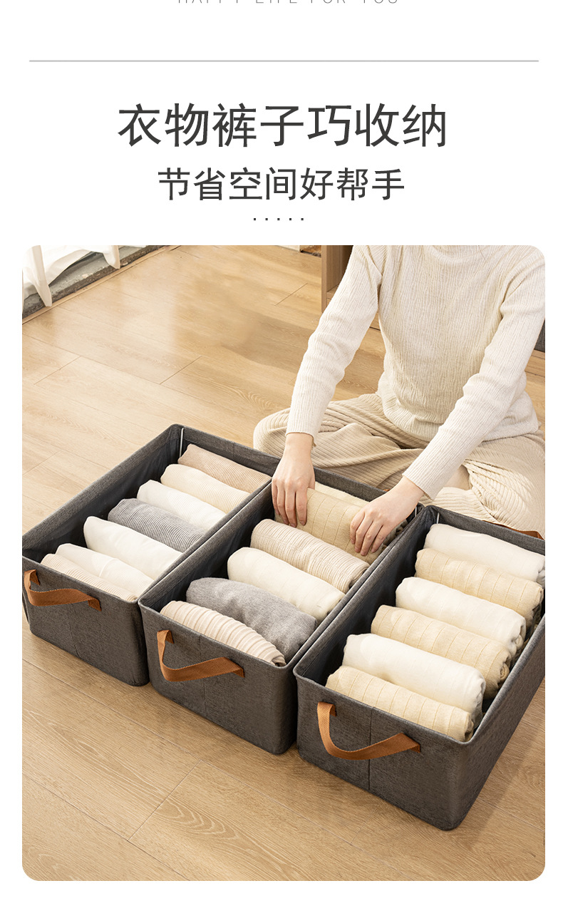 新品厂家货源 阳离子钢架收纳筐 桌面衣柜可折叠收纳篮衣物收纳盒详情2