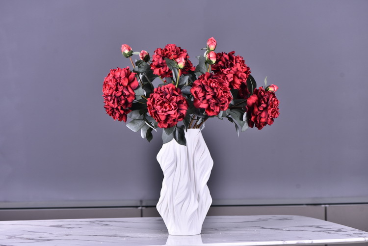 Factory direct sales of 2 simulated peonies, retro charred edge simulated peonies, soft decoration floral art for living rooms, lobbies and homestays pic 69