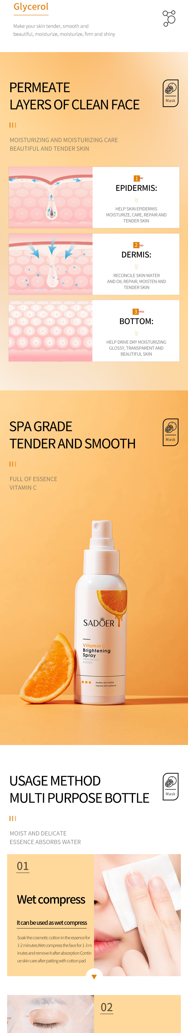 100ml SADOER Vitamin C Aloe Vera Hydrating, Moisturizing and Nourishing Cross-border export wholesale pic 3