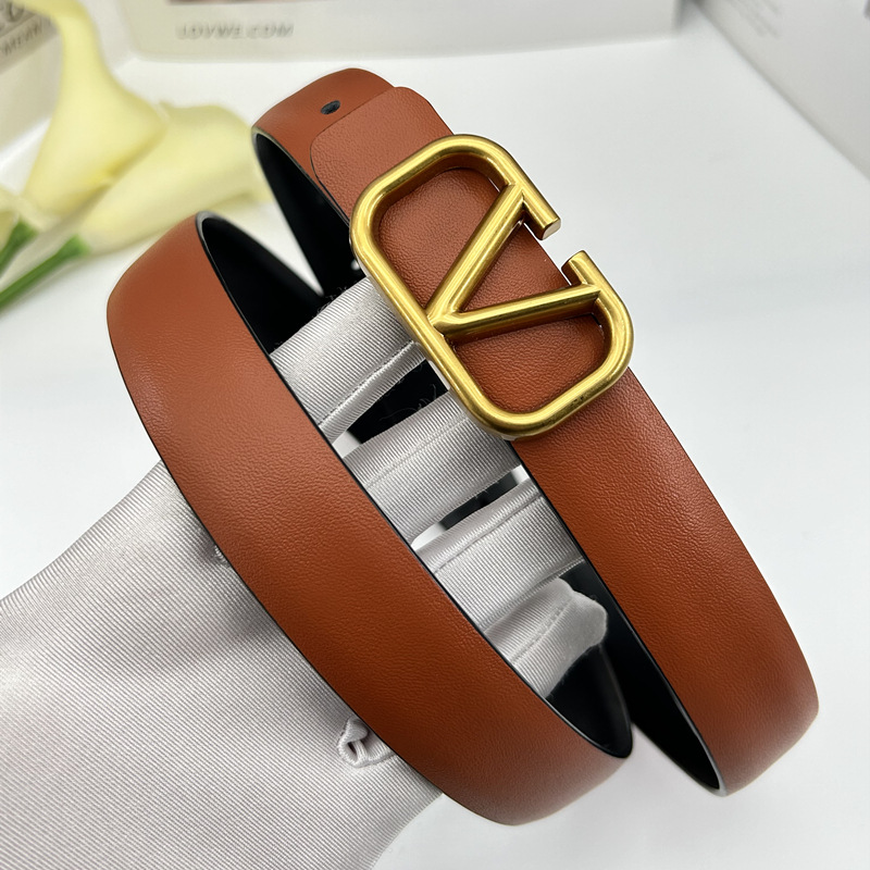 女士真皮细腰带小V字母扣打孔皮带装饰搭配连衣服韩版百搭裤袋详情7