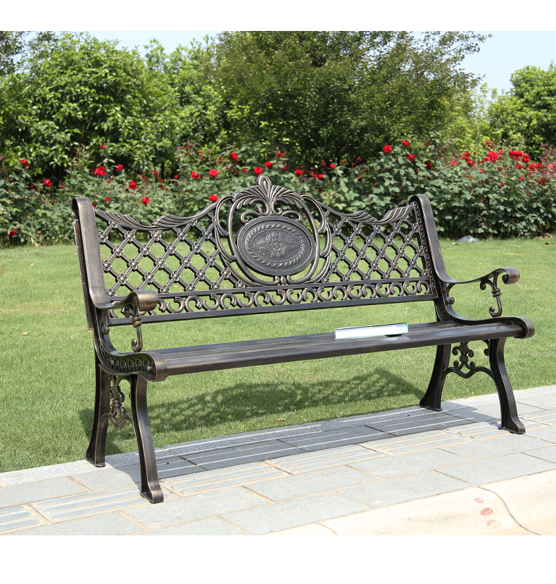 野人谷公园椅户外长椅休闲靠背座椅室外防腐木长条椅子铸铝长凳详情13