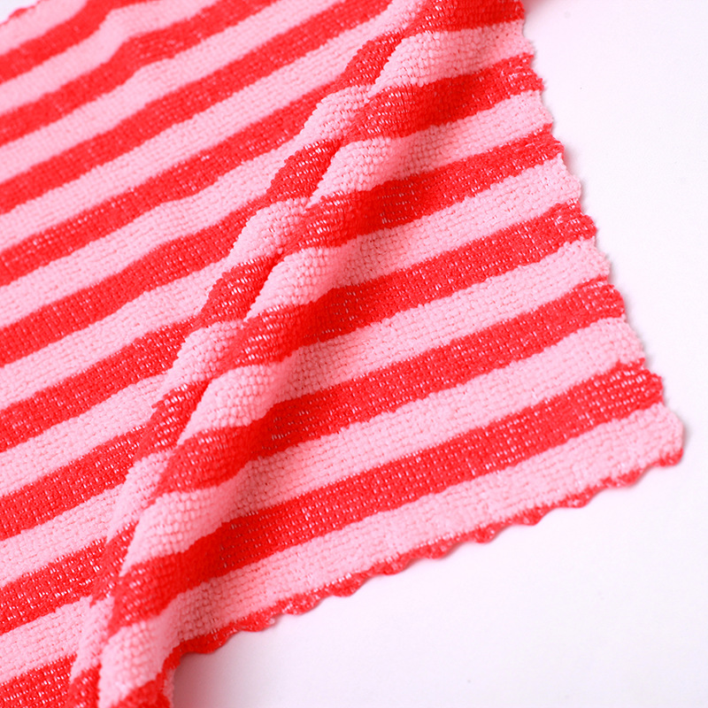 [LOVELY HOME] [tenedor jia] toalla de limpieza de poliéster puro tira de color estampado paño cuadrado absorbente no se cae el pelo paño de cocina al por mayor paño de microfibra pequeña toalla cuadrada absorbente pic 19