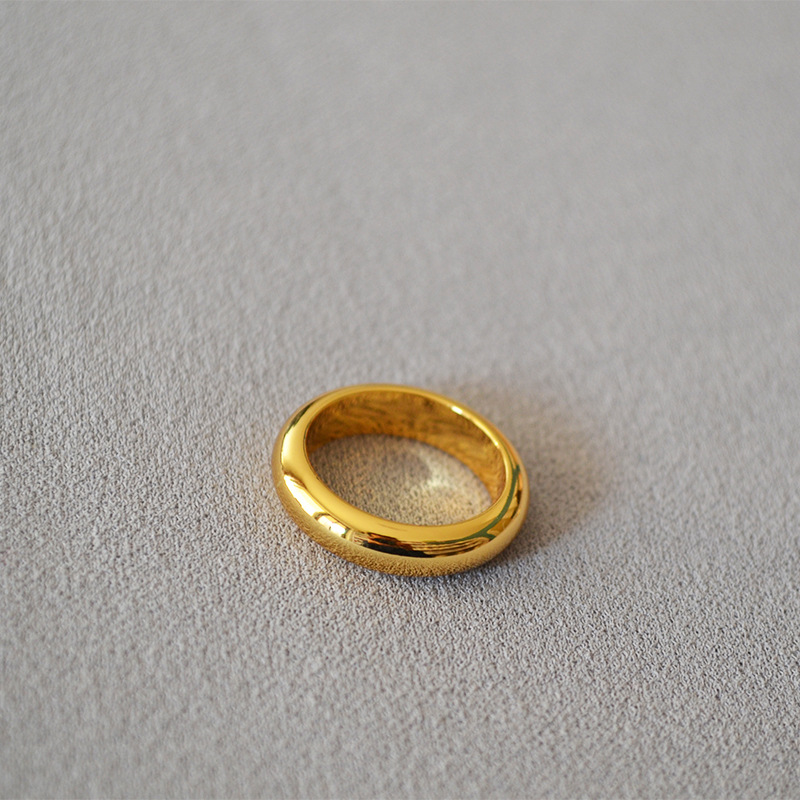 French Celi cold style, simple and fashionable, versatile, layered band, plain surface, aperture, brass gold-plated ring, index finger ring for girls pic 11