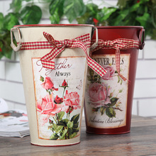 欧式故意做旧色插花桶酒吧陈列摆设 创意摄影道具家居摆件铁皮桶详情8