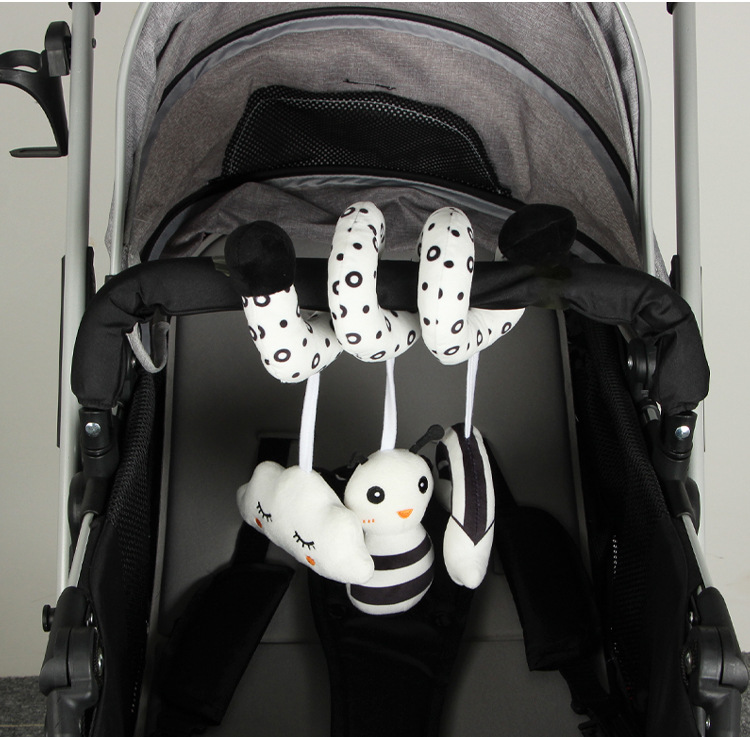 New product launch: Cartoon animal baby crib wrap toys with ringing bells, black and white crib wrap series baby toys in stock pic 9