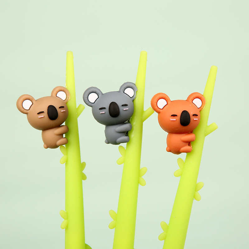 Nuevo creativo lindo papelería pluma koala holder rama estudiante pluma neutral silicona dibujos animados personalizado fabricante al por mayor pic 10