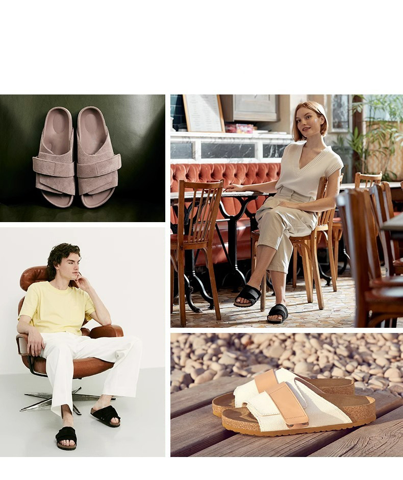 BK勃肯鞋男女款真皮软木底博肯凉拖鞋夏季外穿全牛皮魔术贴一字拖详情2