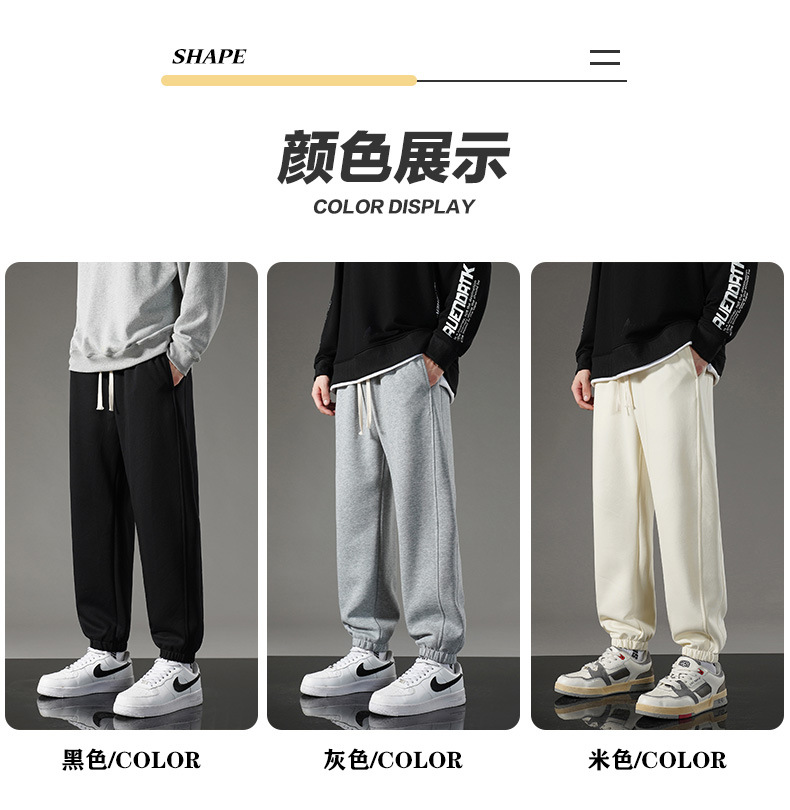 Cotton casual pants for men 2023 Spring/autumn knitted sports tapered sweatpants, loose, large-sized, fleece and thickened straight-leg pants pic 15