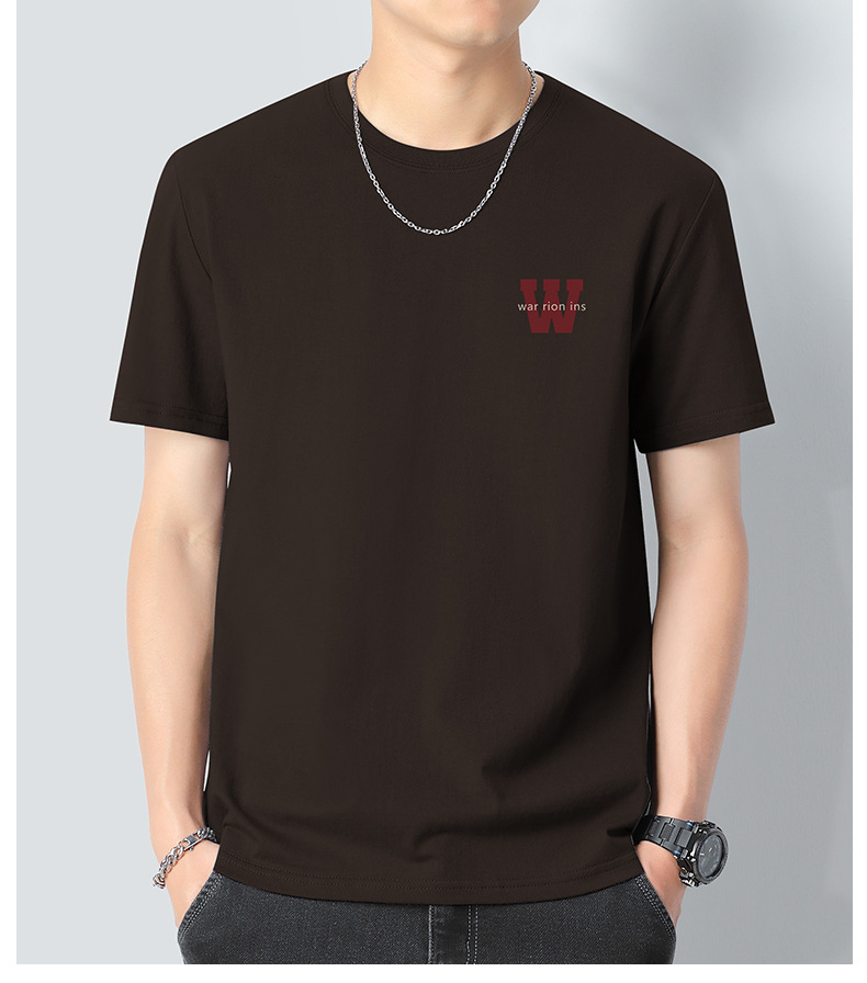 Heavyweight pure cotton short-sleeved T-shirt for men 2024 Summer New trendy youth long-staple cotton half-sleeved all-cotton body T-shirt for men pic 24