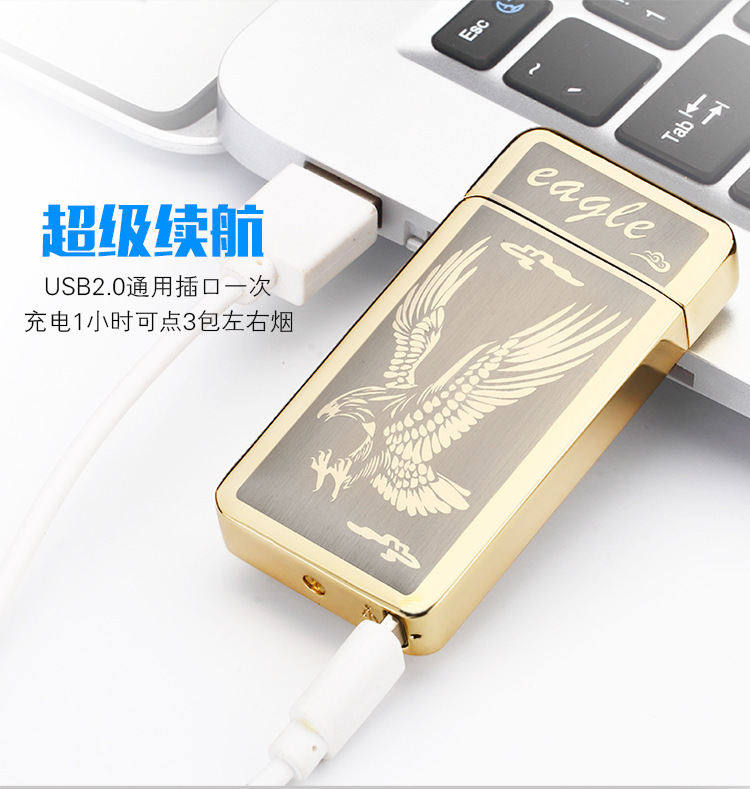 JL903光电感应充电打火机usb双电弧脉冲打火机锌合金防风点烟器详情4