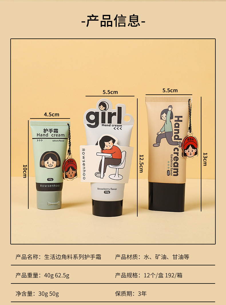 Fashionable hand cream, life scraps, home, dormitory, office hydrating and moisturizing, floral and fruit-scented portable hand cream pic 2