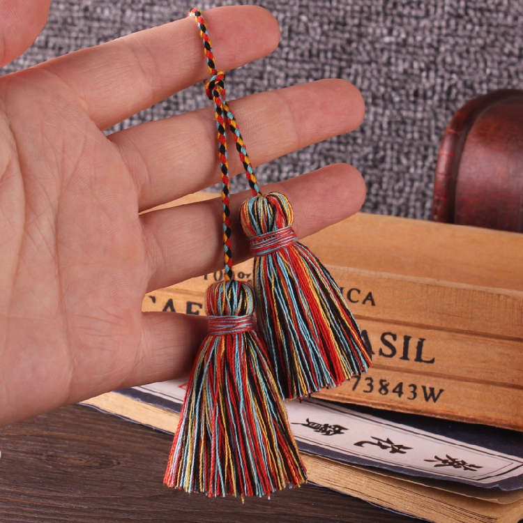 New color-offset double-ended cotton thread tassel handcrafted clothing, cheongsam with lapel button and Chinese-style classical tassel pendant pic 33