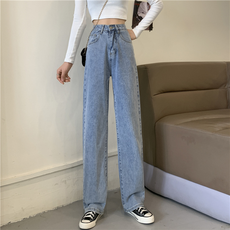 Spring 2021 new loose jeans for petite women, high-waisted and slimming, wide-leg and straight-leg pants, trendy on Instagram pic 14