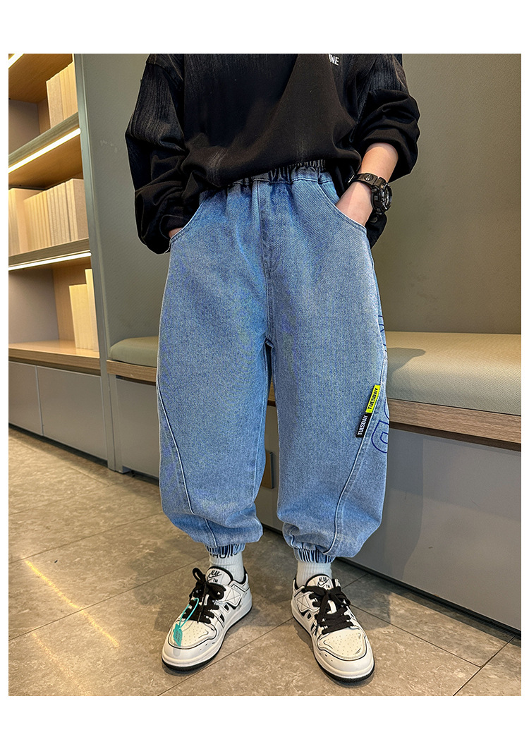 童装男童秋装裤子春秋款2023新款儿童牛仔裤秋季中大童休闲长裤潮详情12