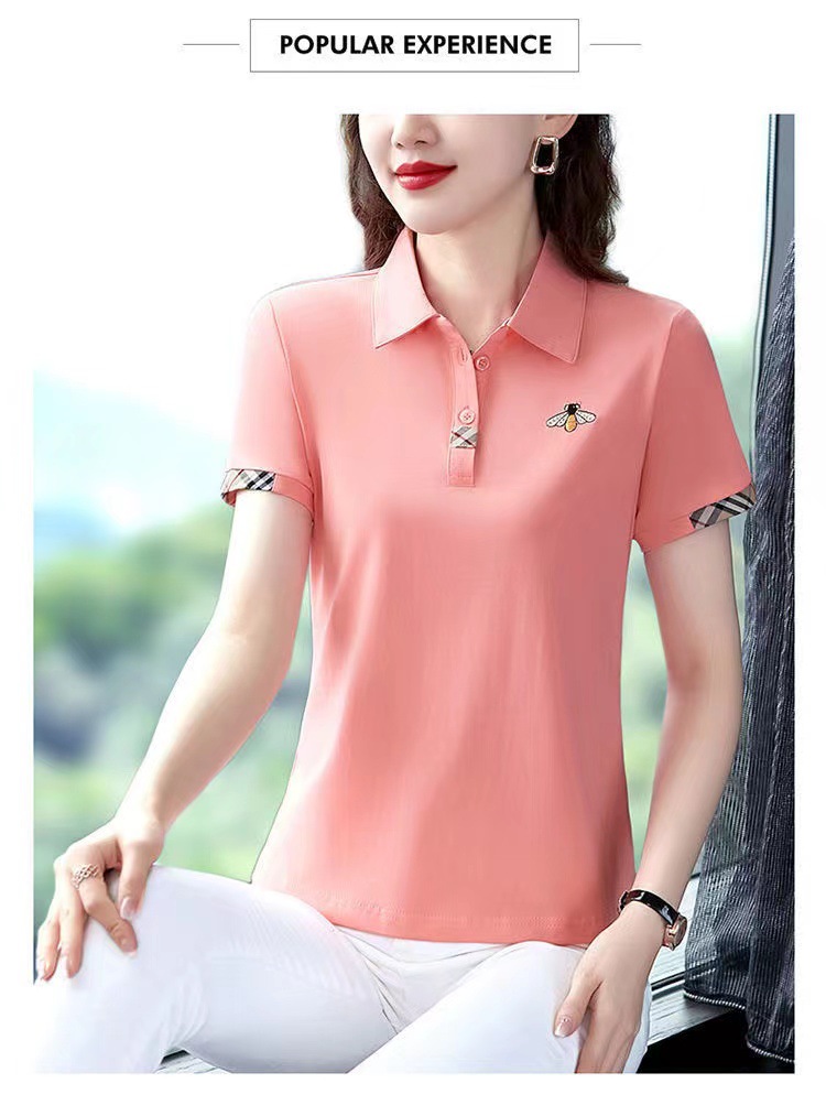 夏季2022新款翻领短袖大码t恤女装中年妈妈运动时尚上衣打底衫女.详情9