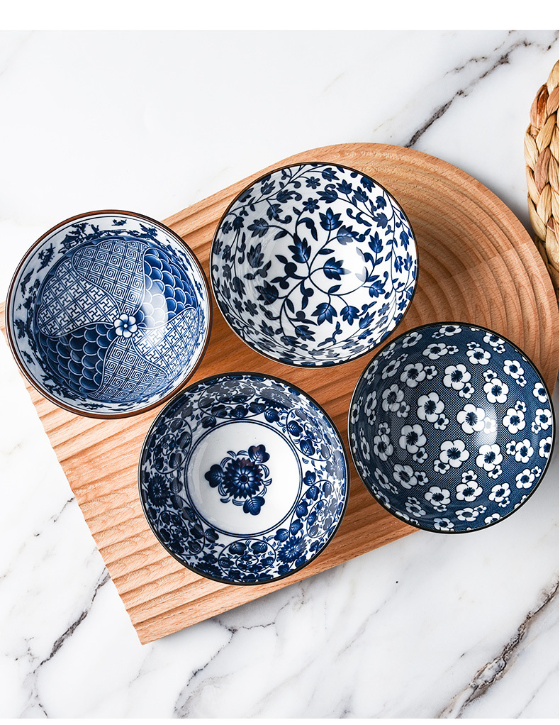 Japanese-style bowl and chopstick set, creative and practical gift, hand-painted blue and white porcelain bowl, ceramic tableware set, gift box, printed logo pic 14