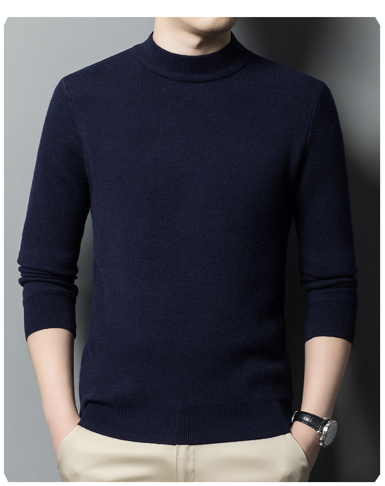 Imitación cashmere otoño invierno hombre suéter de cuello medio alto hombre joven slim legging jersey hombre pic 13