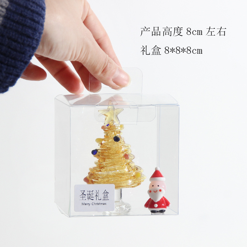 圣诞节礼物拉丝圣诞树淄博琉璃工艺品玻璃制品桌面摆件手工装饰灯详情58