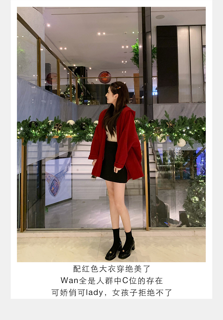 葡萄妈精致山茶花方圆头高跟鞋粗跟增高一脚蹬乐福鞋女鞋2024新款详情12