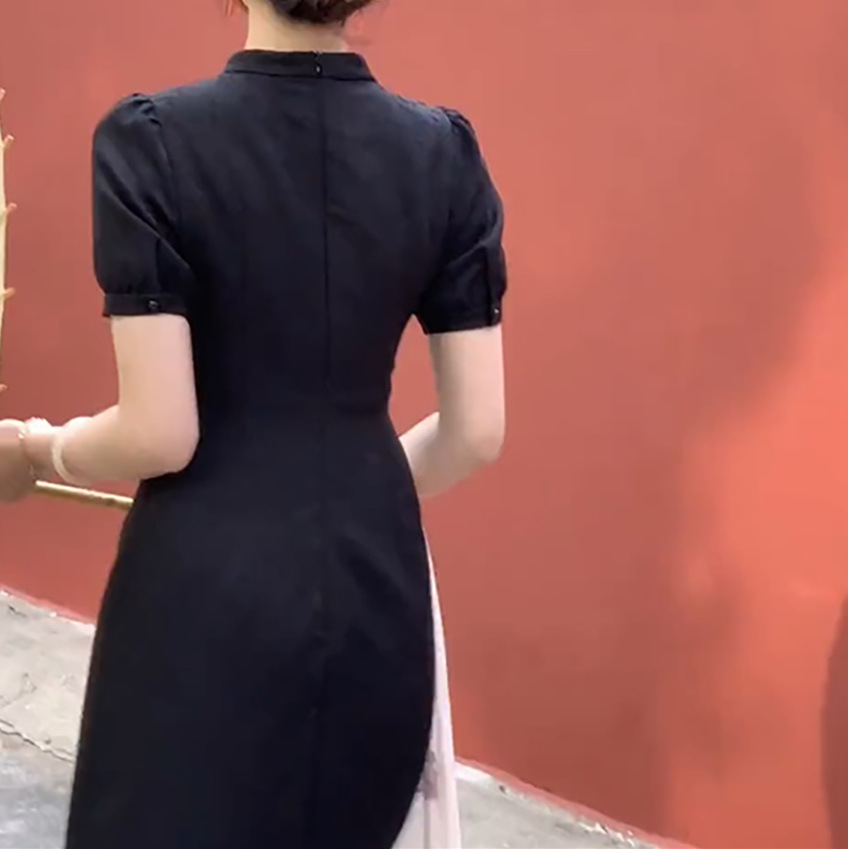 New Chinese-style jacquard dress with ink-wash mist and rain, elegant, slimming and concealing long dress, 2023 ancient-style cheongsam pic 6