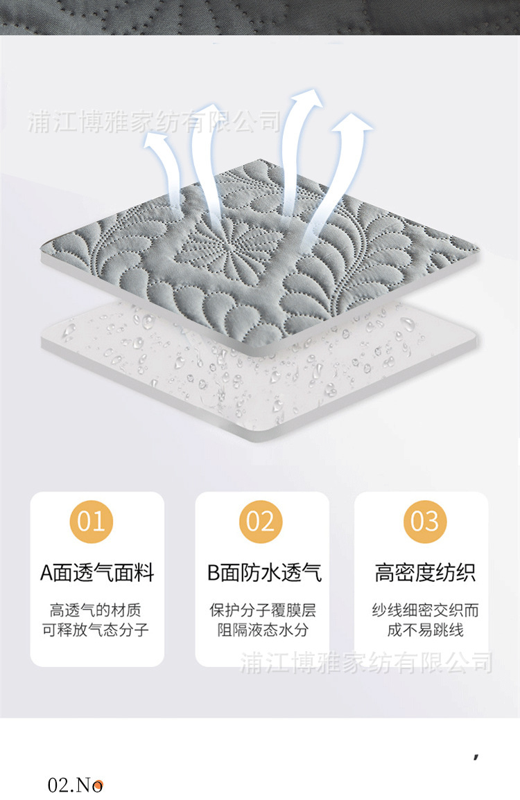 Boya wholesale simple cotton-padded waterproof bed covers are comfortable, skin-friendly, dust-proof and anti-slip. Single-piece bed covers and pillowcases can be machine washed pic 11