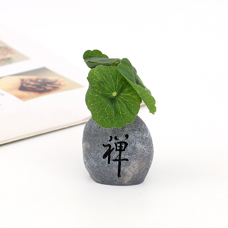 跨境禅意小石头盆栽车载摆件配饰新款中式书房桌面树脂工艺品装饰详情5
