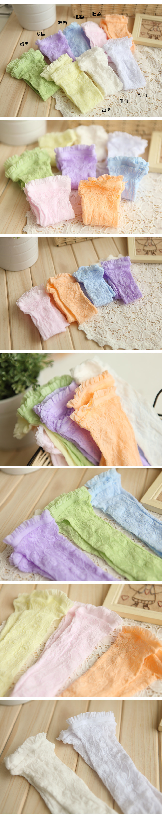 Factory direct sales of Korean summer socks, silk socks, spring and autumn socks, lace, colorful trendy short socks for women pic 3