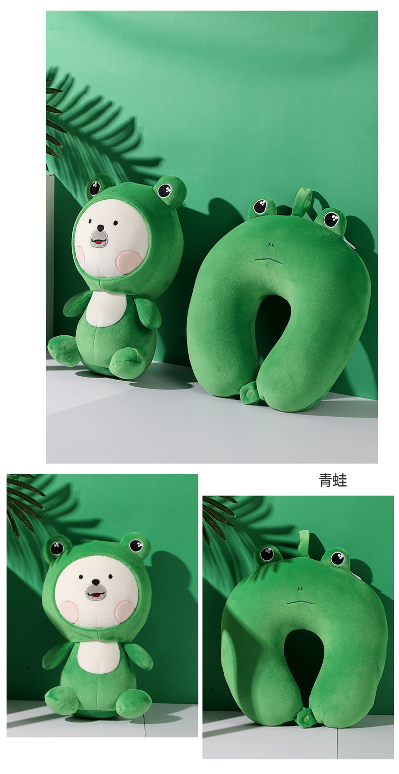 Wholesale cartoon animal U-shaped pillow, neck pillow, two-in-one dual-purpose pillow, foam particle pillow, animal transformation pillow pic 24