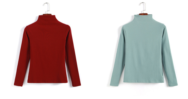 纯棉打底衫女半高领长袖t恤中领洋气内搭黑色秋衣2022春秋季新款详情31