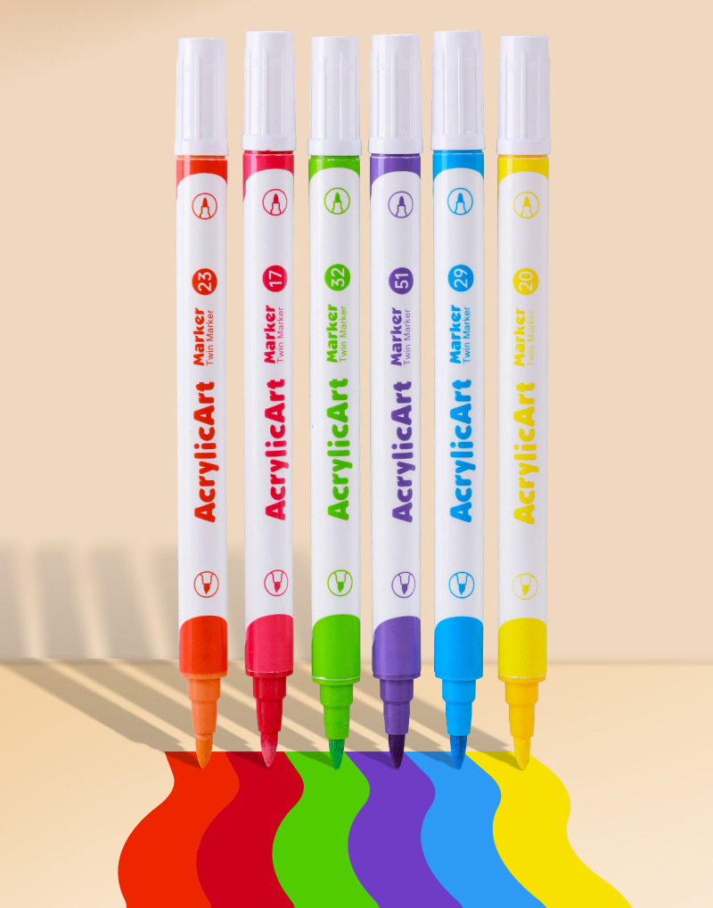 跨境双头丙烯马克笔套装 学生画画diy丙烯笔美术专用不透纸马克笔详情7